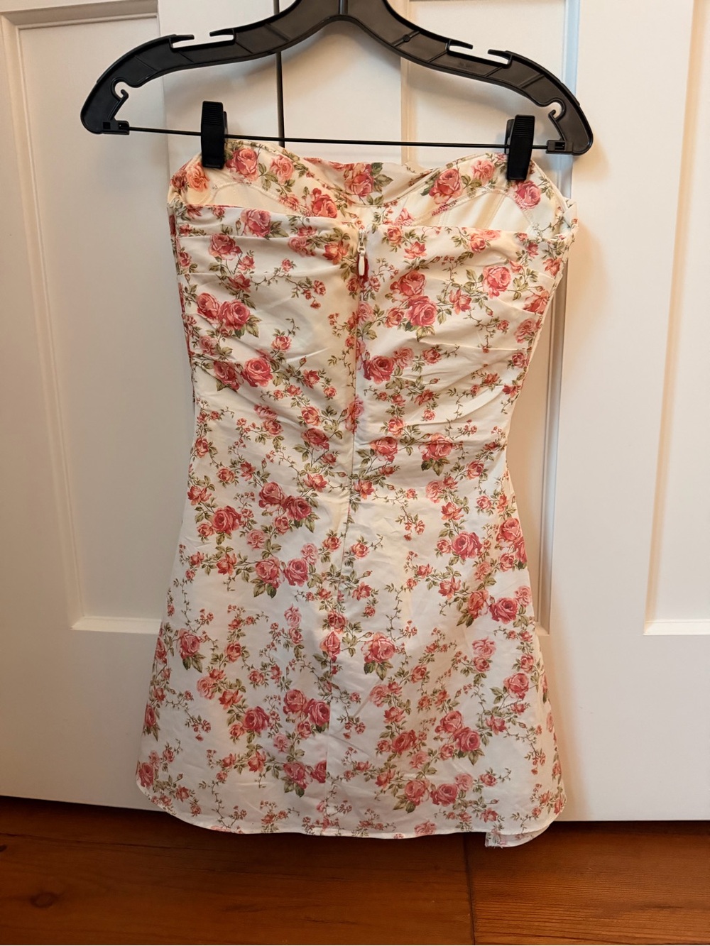 House of CB White Strapless Mini Dress with Pink Rose Print - Picture 3 of 4